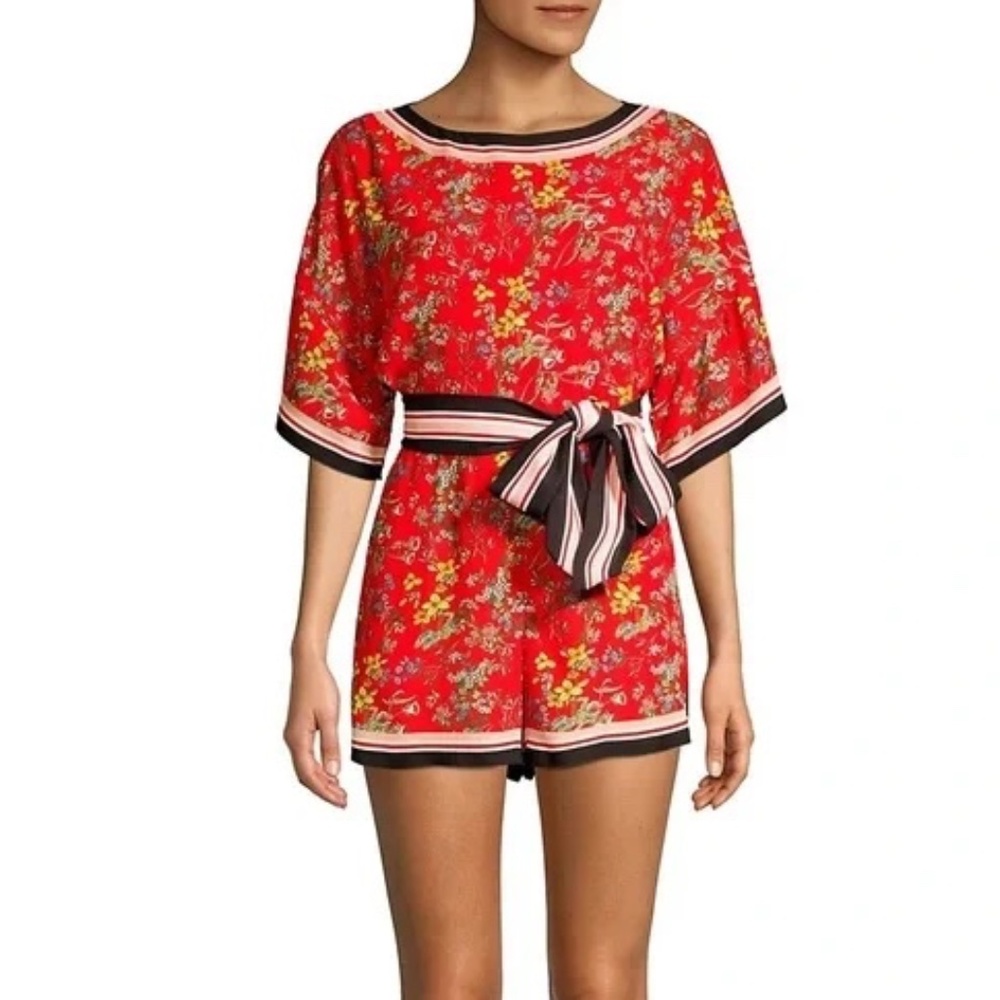 Alice + Olivia Bowie Red Floral Romper Size 0